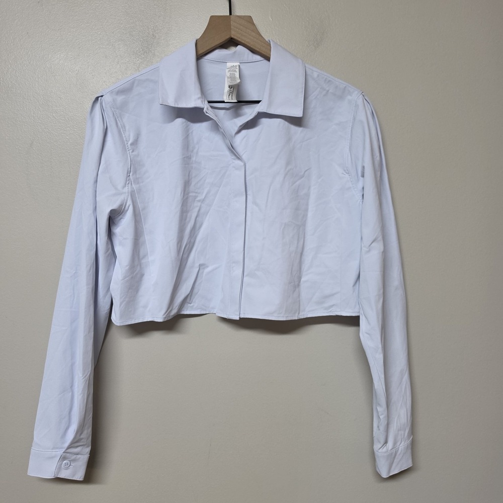 Alo Yoga Take Me Out Cropped Shirt Pale Ice Blue Size Extra Small XS